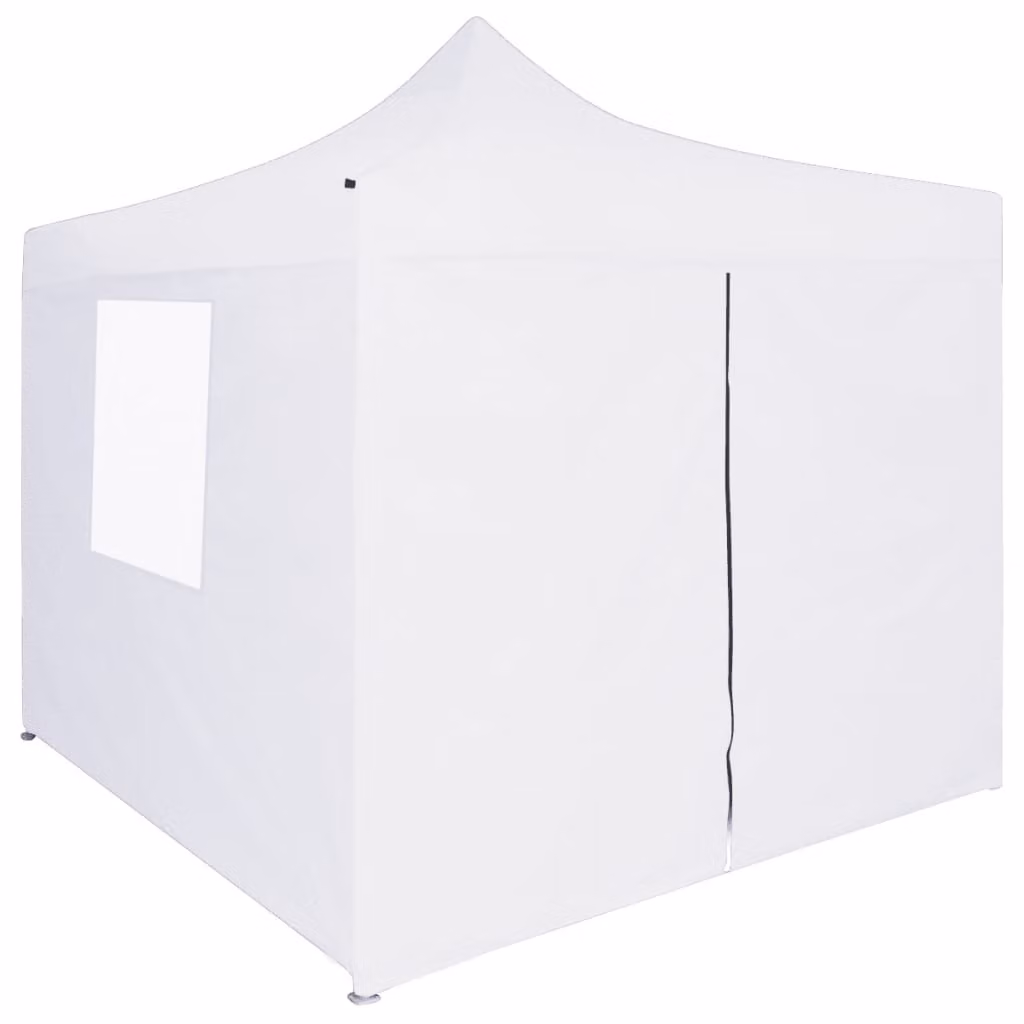 Gazebo Professionale Pieghevole 4 Pareti 3x3 m Acciaio Bianco