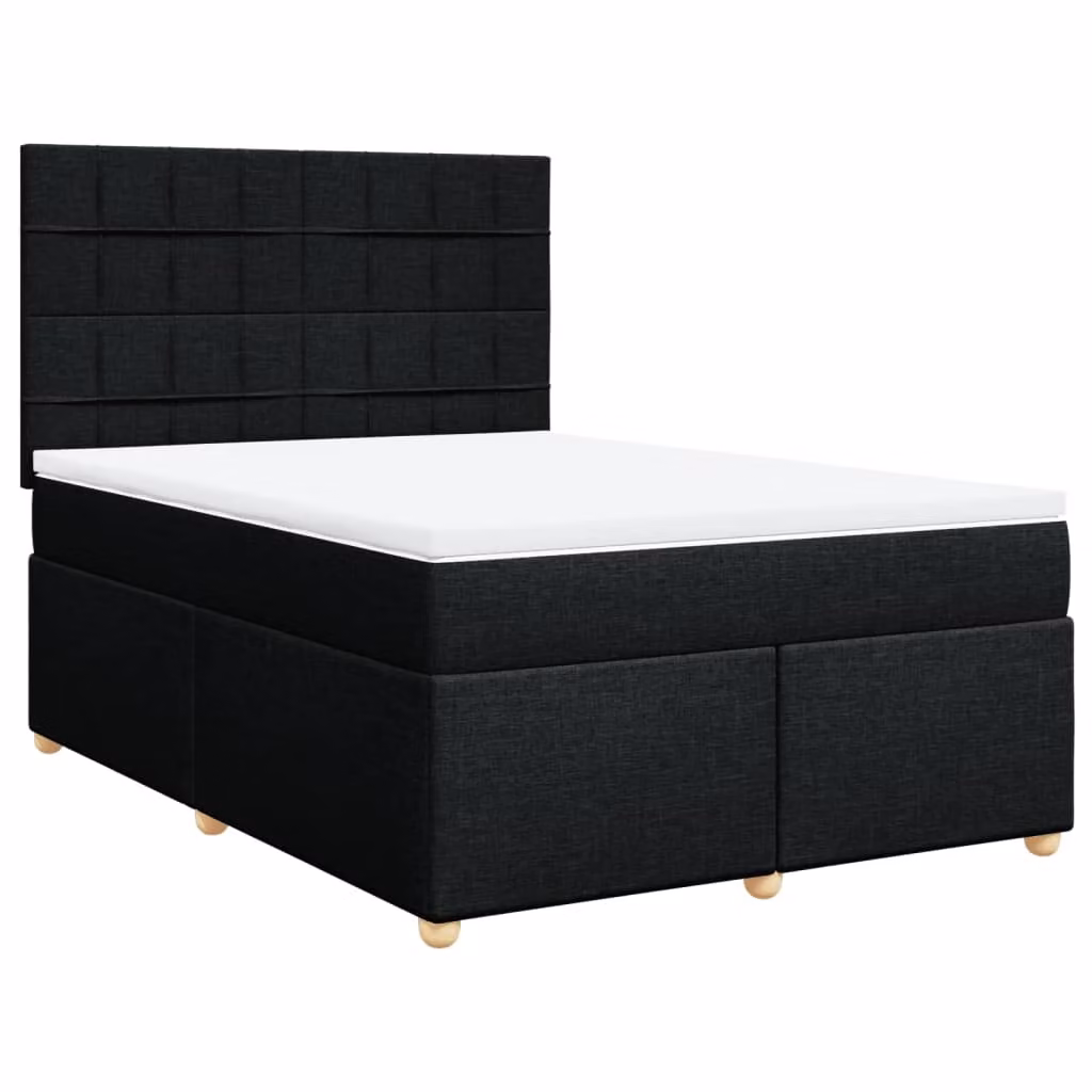 Giroletto a Molle con Materasso Nero 160x200 cm in Tessuto