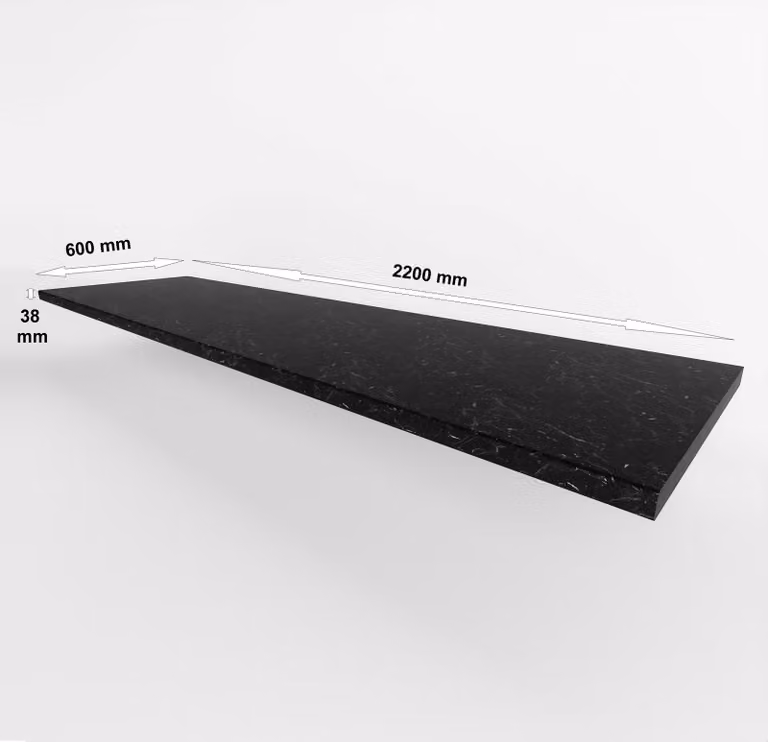 Piano di lavoro da 220 cm, spessore 38 mm, in marmo ROMA opaco, per cucina. Modelli disponibili: Siena, Monza, Arona