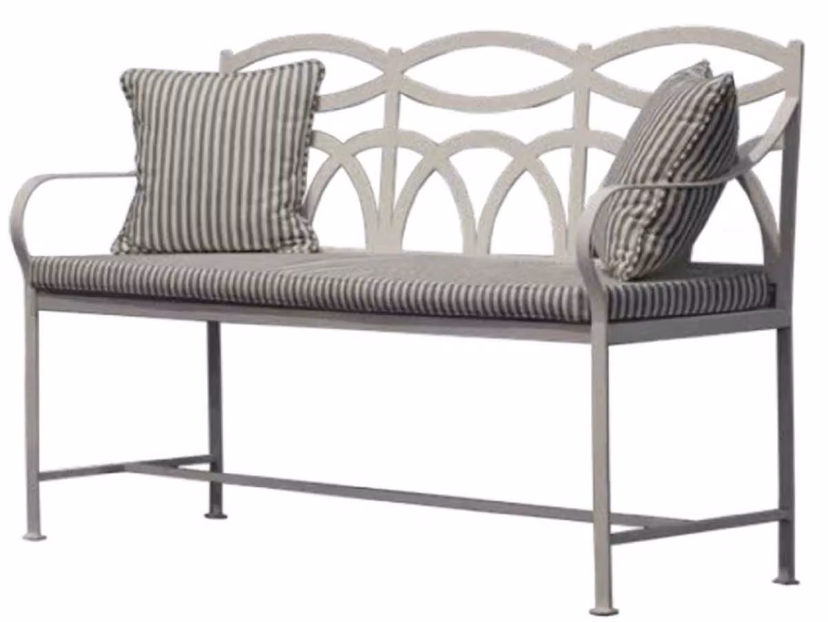 Casa Padrino panca da giardino in ferro battuto Art Nouveau grigio 150 cm