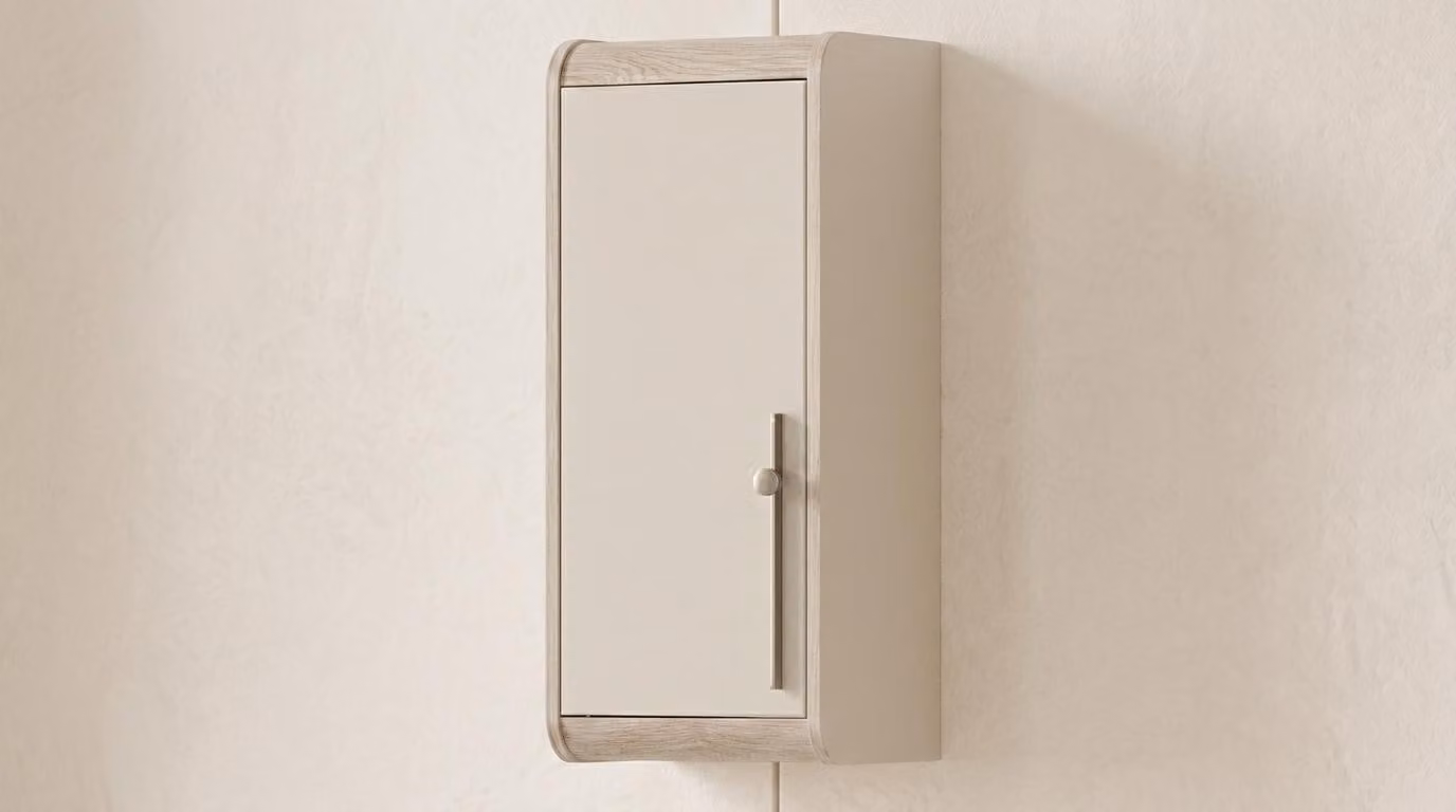 Mensole a parete, stile moderno, colore beige, mobile sospeso per il soggiorno, spazioso