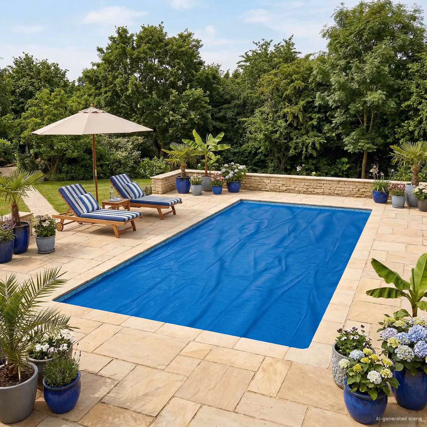 Copertura solare termica per piscina vidaXL in plastica, L: 800 cm x P: 400 cm, Blu o Nero