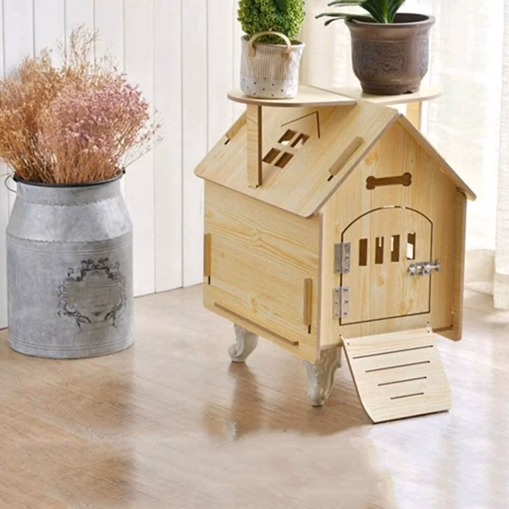 Casetta per cani e gatti Trade Shop Traesio in legno marrone e beige per uso interno ed esterno L: 79 cm, P: 55 cm, H: 70 cm – 2