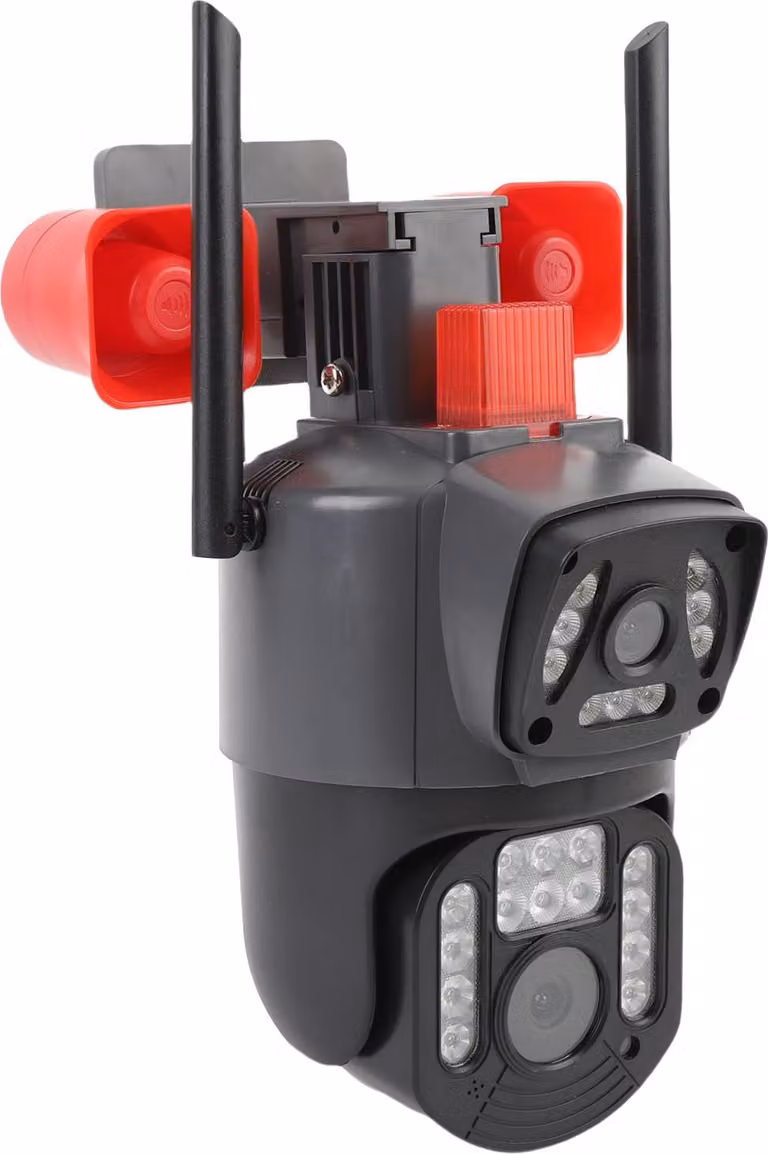 Telecamera di sorveglianza a doppio obiettivo, WiFi, wireless, 1080P HD, rilevamento del movimento, IP66, impermeabile, con APP per casa, interni ed esterni, spina UE