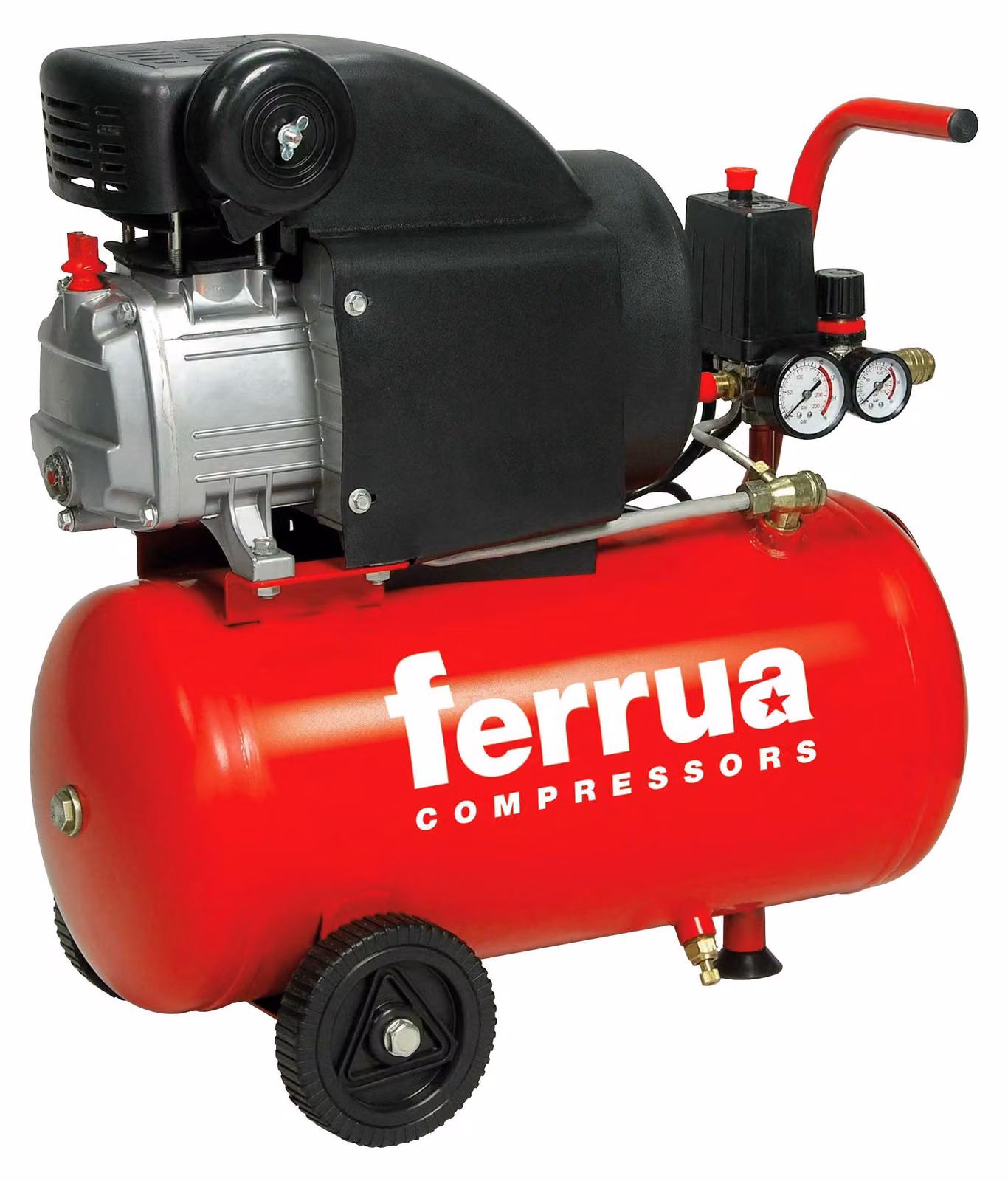 Compressore d'aria da 24 litri - Potenza 2 HP - 230 Volt - Rosso - Compressore compatto
