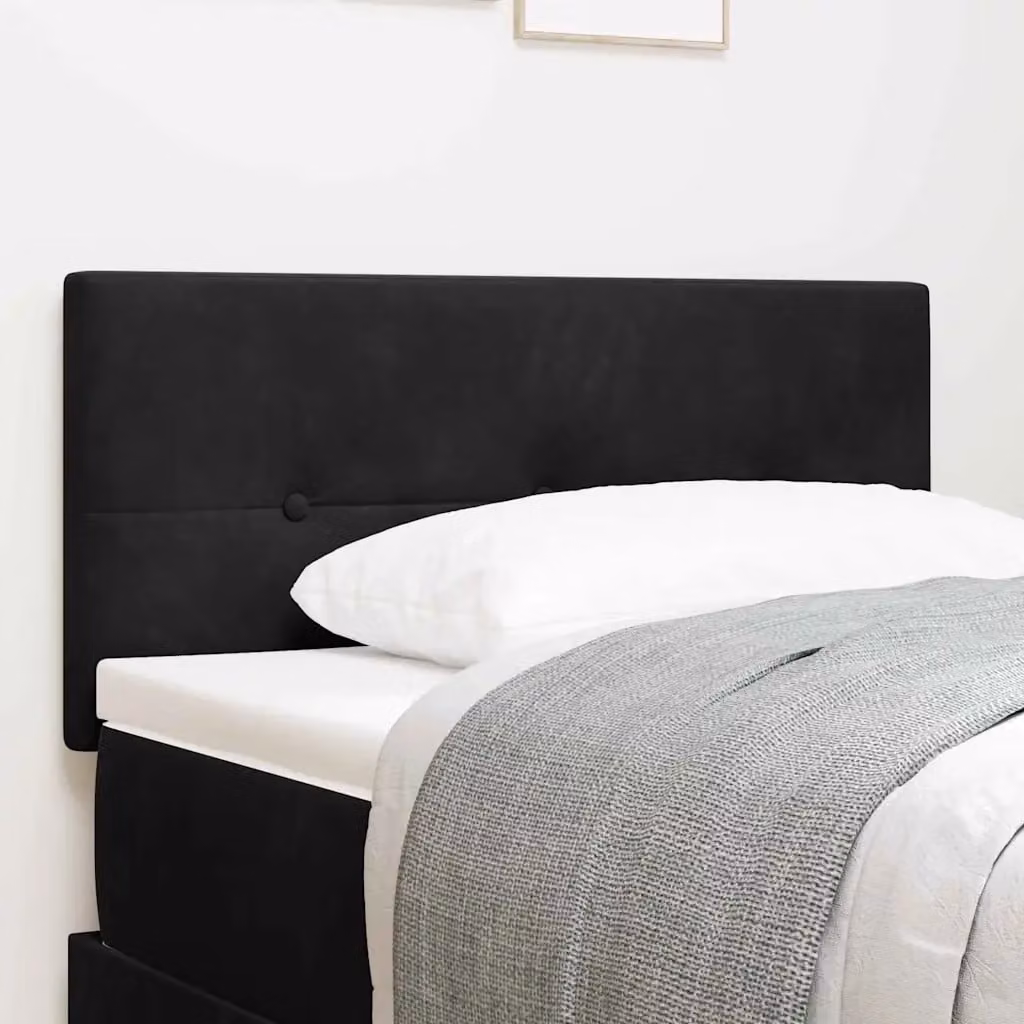 Testiera per letto vidaXL in velluto nero con struttura in legno di pino, Larghezza: 80 cm