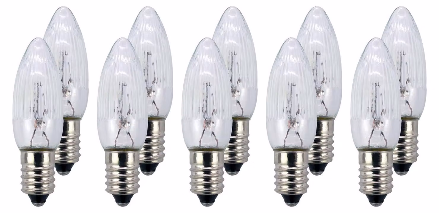 Lampadine di ricambio, confezione da 10, 15V, 2,5W, attacco E10, per catene luminose