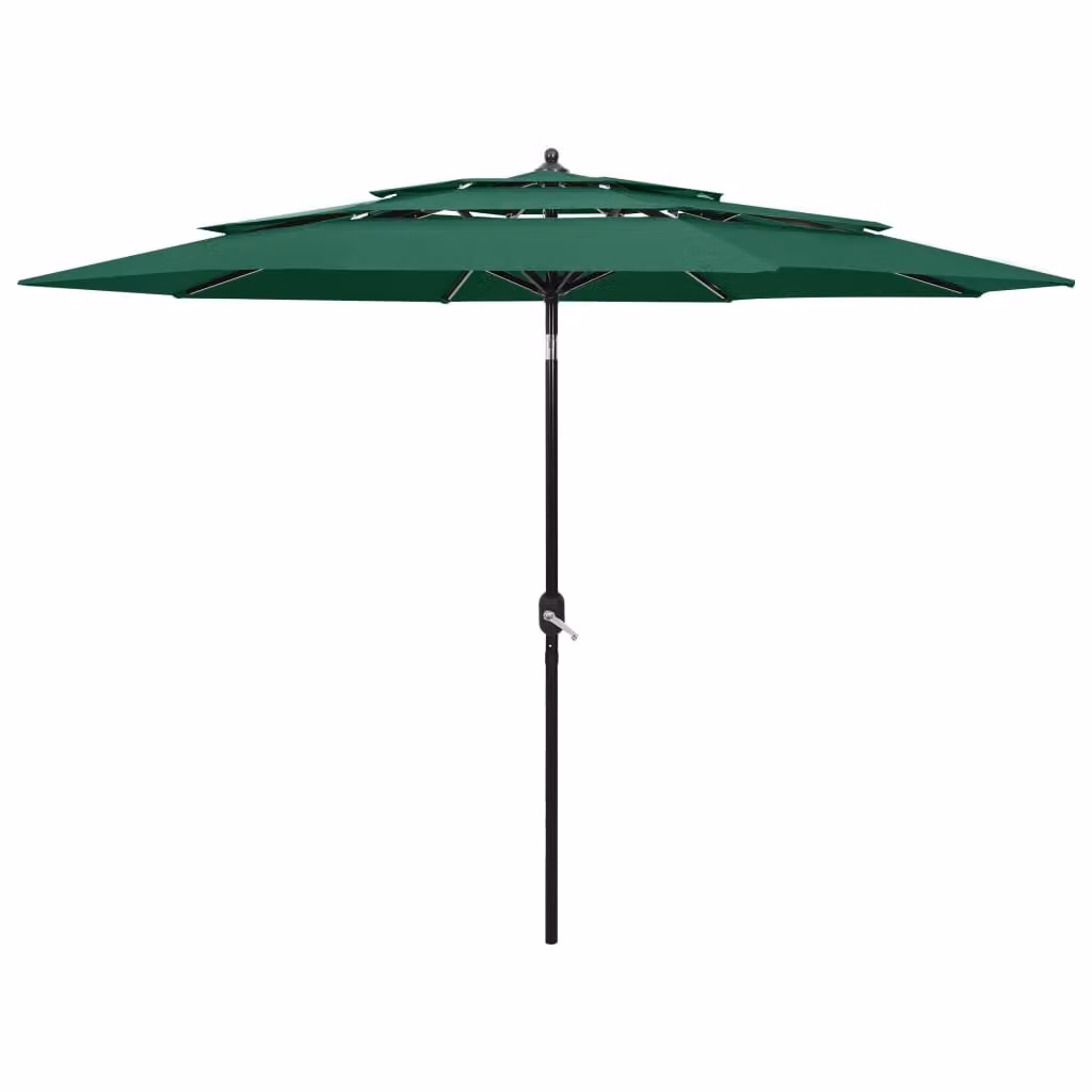 vidaXL Ombrellone con palo in alluminio a 3 strati verde 3 m