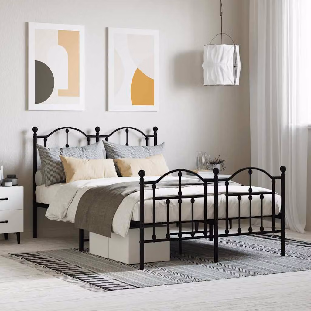 vidaXL Giroletto con Testiera e Pediera in Metallo Nero L 120 x P 200 cm