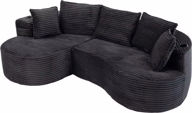 Divano angolare Bogesofa in pana grigio scuro Aosom Italy L/P/H: 250.0 x 152.0 x 82.0 cm
