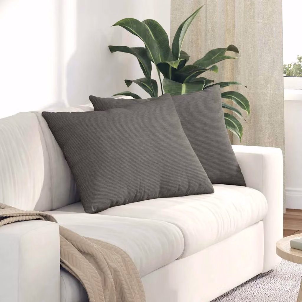 Set di 2 cuscini da divano vidaXL in velluto a coste grigio, L 70 cm x P 50 cm