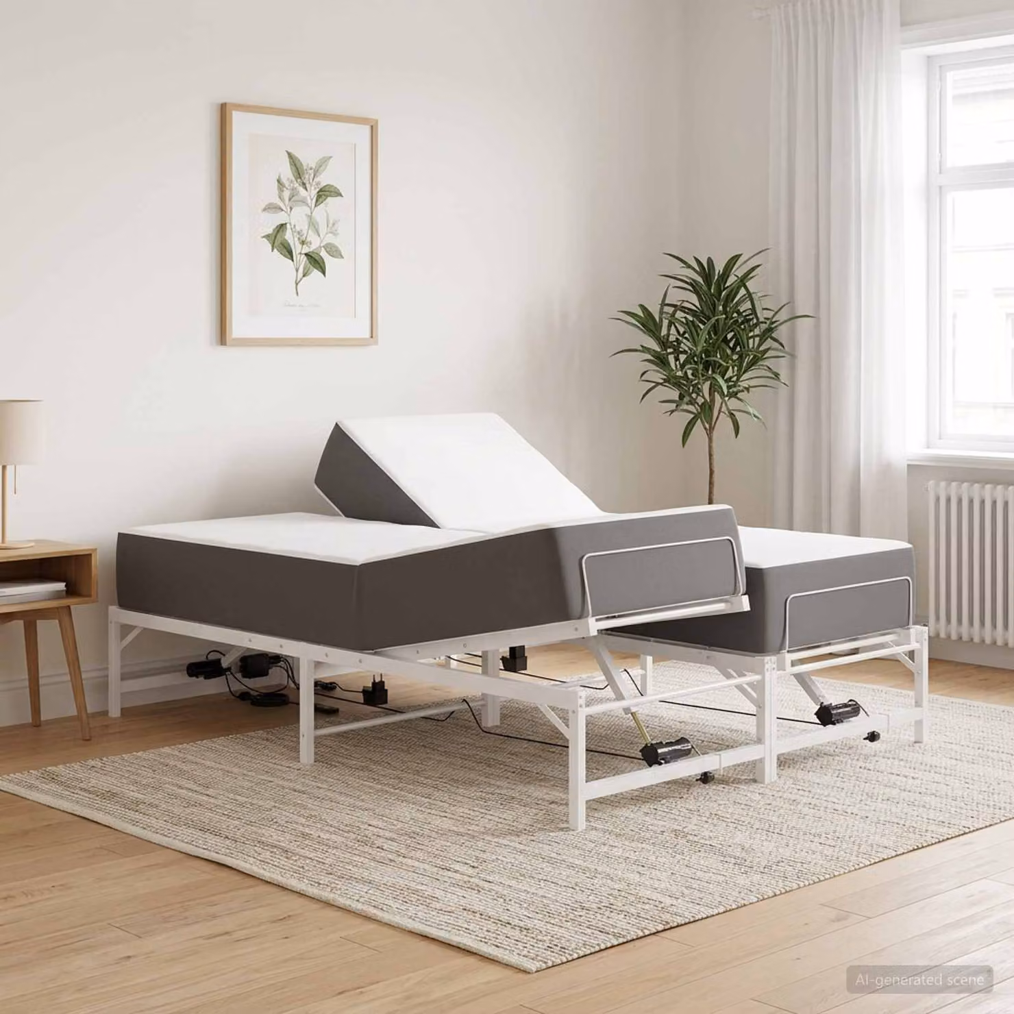 vidaXL Telaio Letto Elettrico Motorizzato in Metallo Bianco L: 150 cm, P: 200 cm, H: 140 cm