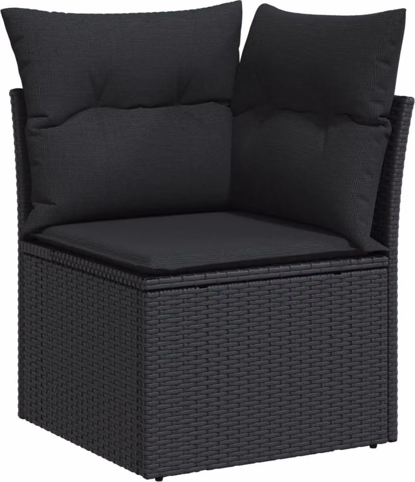 vidaXL Set di divani da giardino 5 pezzi con cuscini in polirattan nero