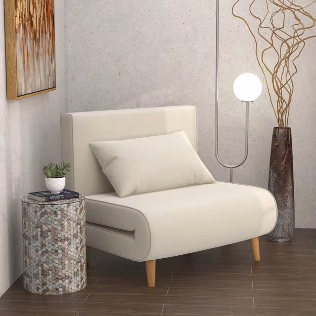 Divano letto singolo pieghevole WISHDOR in stile nordico, colore bianco – 1