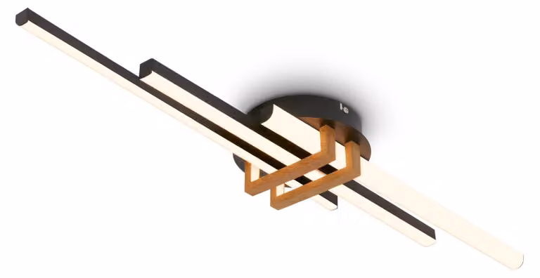 Briloner TINKA Plafoniera LED, profili angolari, luce bianca calda, legno nero, 78 x 16 x 6,6 cm