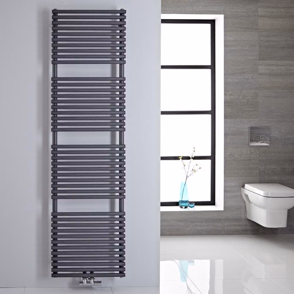 Termoarredo Scaldasalviette Interasse 5cm Attacchi Centrali 50mm Antracite 1800mm x 500mm 340W Tubi Diritti