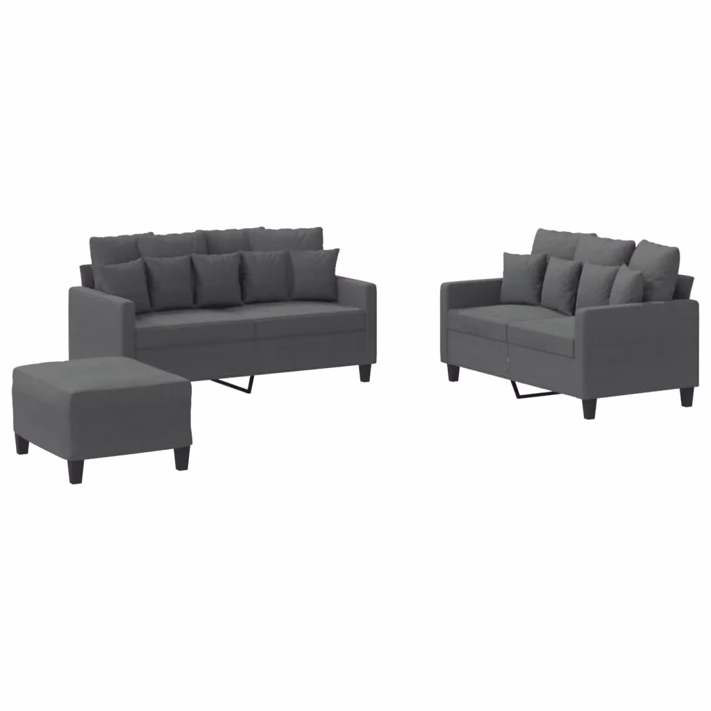 Set di divani da soggiorno moderno vidaXL in tessuto grigio con cuscini inclusi – 2