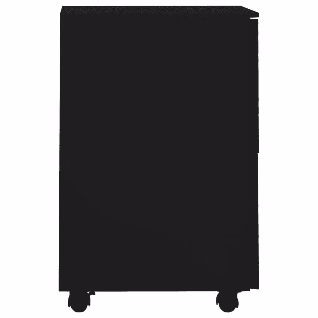 Schedario Mobile vidaXL in Metallo Nero Opaco con Ruote e Serratura L: 39 cm, P: 25 cm, H: 67 cm – 2