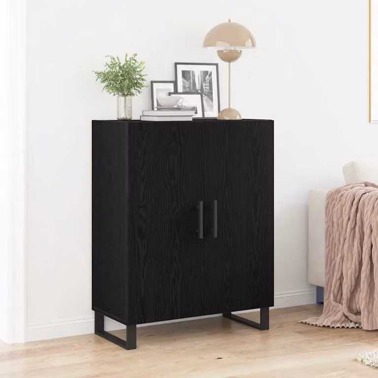 Credenza vidaXL in legno ingegnerizzato e metallo, colore nero, L: 69,5 cm, P: 34 cm, H: 90 cm