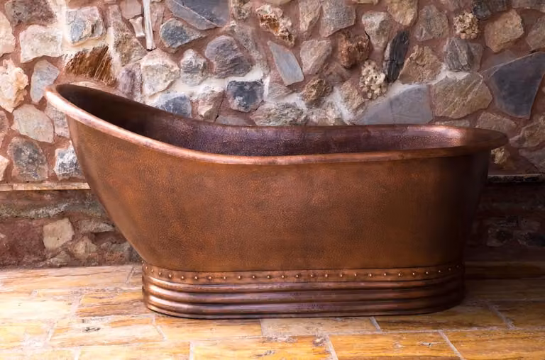 Casa Padrino Luxury Art Nouveau copper bathtub 170 x 84 x H. 81 cm - Freestanding retro bathtub - Rustic copper bathroom furniture