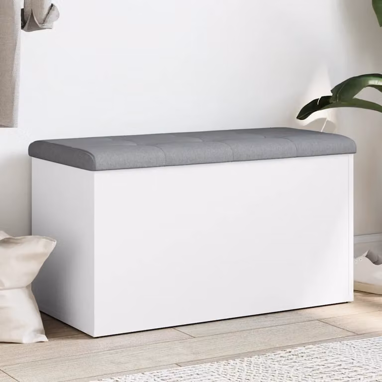 Panca contenitore moderna vidaXL in legno MDF, colore bianco e grigio, L: 82 cm, P: 42 cm, H: 45 cm