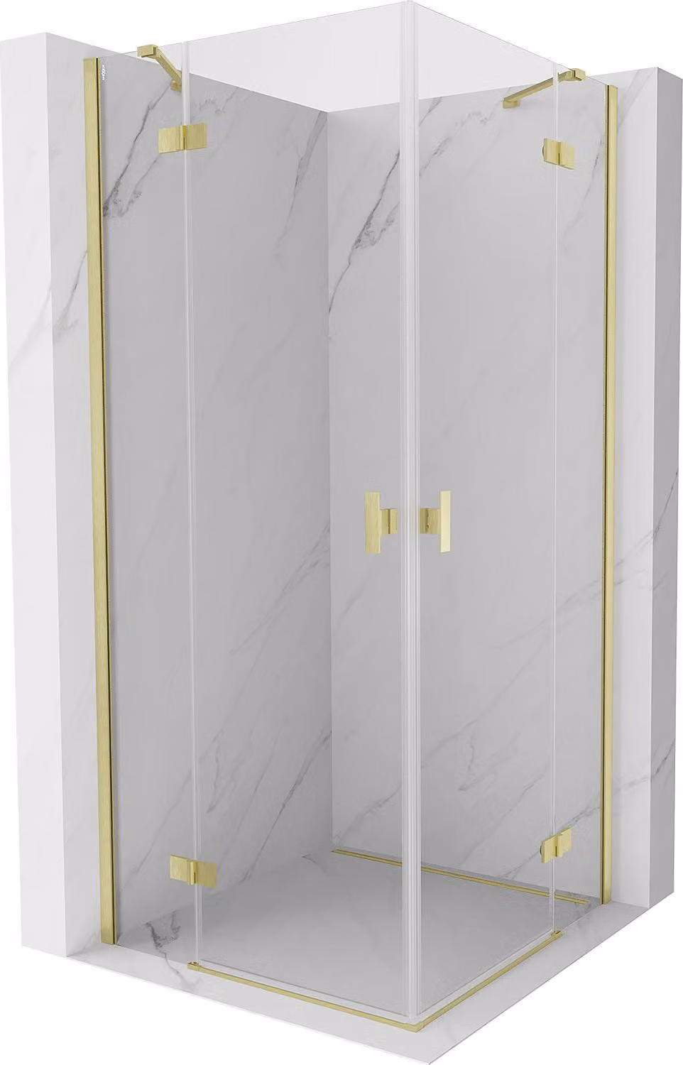 Mexen Mist-H Duo cabina doccia a battente 75 x 75 cm, trasparente, oro spazzolato - 8A5-075L-075P-55-00