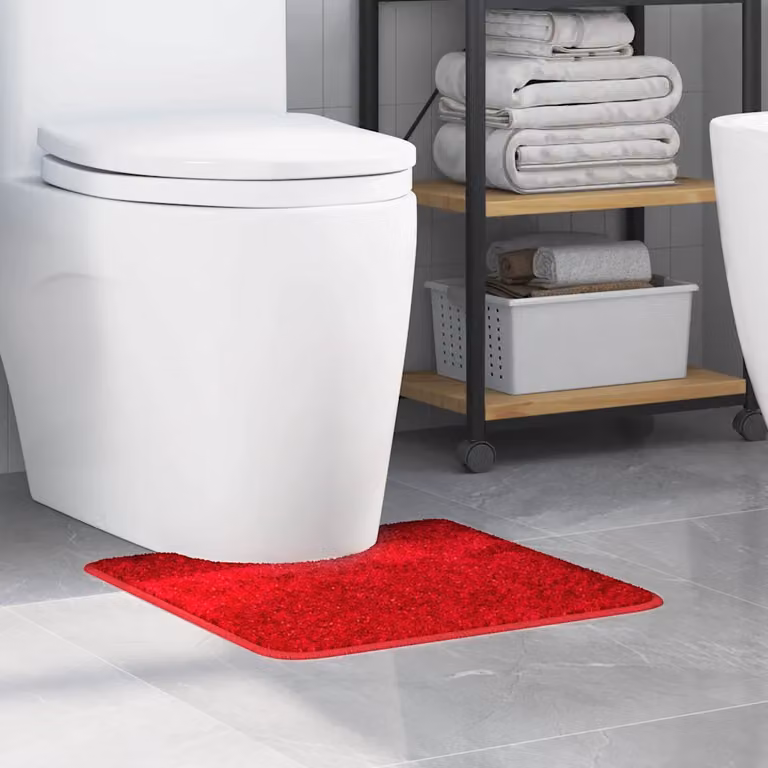 Tappeto antiscivolo per bagno con foro per WC vidaXL, rosso, L 50 x P 50 x H 2 cm