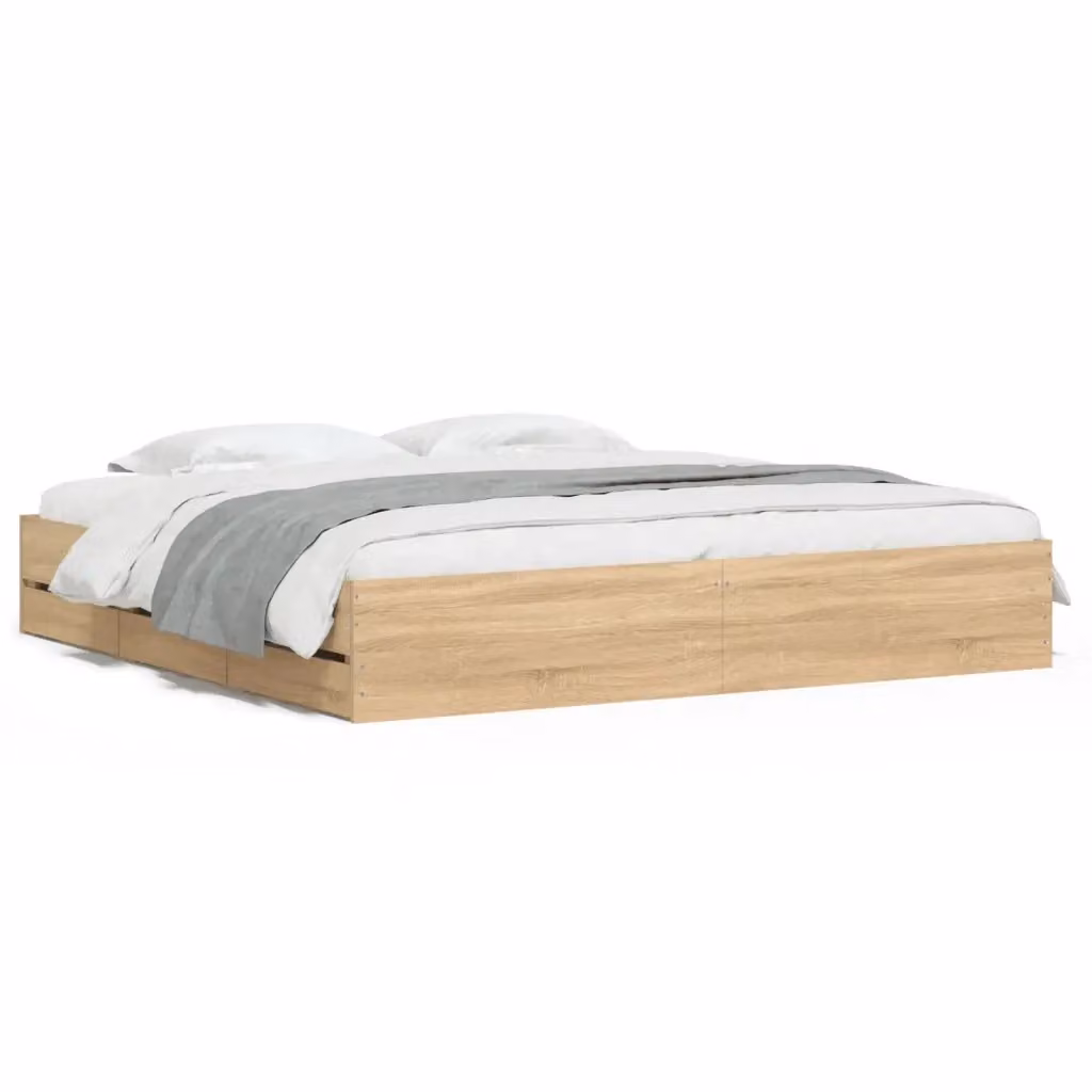 Giroletto con cassetti vidaXL in legno Rovere Sonoma, L/P/H: 183 x 203 x 33 cm, 180x200 cm – 2