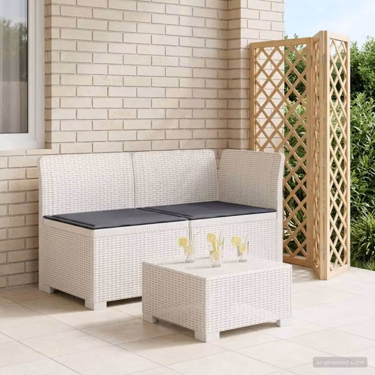 vidaXL Divano da Giardino a 2 Posti Moderno con Cuscini in Tessuto Grigio e Bianco Resistente ai Raggi UV