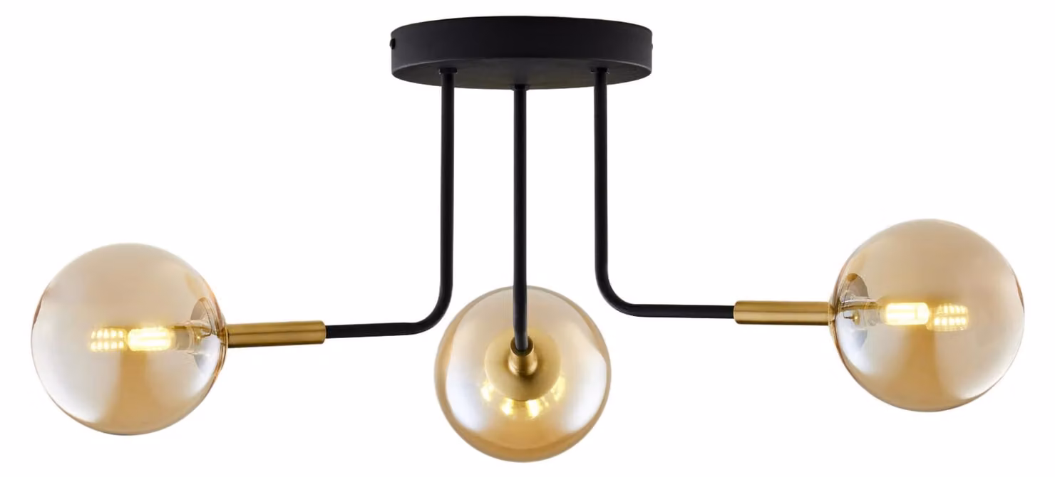Lampada da soffitto BURANO nero-oro-ambra 3xG9x8W in metallo, dimensioni: 31x70x70 cm, IP20, Jupiter