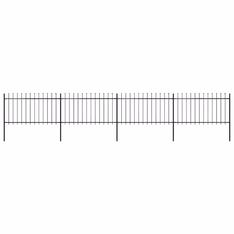 Recinzione da giardino vidaXL in acciaio con punta a lancia, colore nero, L: 671 cm, H: 100 cm