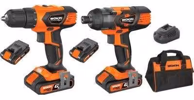 Trapano avvitatore a impulsi con funzione battente Wokin Volt GP20V arancione con batteria da 20V 2 Ah