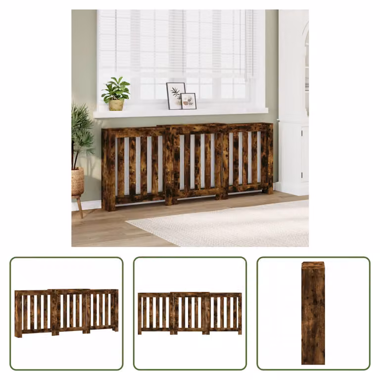The Living Store Rivestimento per radiatori in rovere fumé 205x21,5x83,5 cm