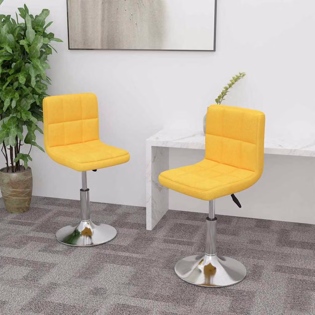 Set di 2 sedie da pranzo girevoli vidaXL in tessuto giallo moderno per cucina e sala da pranzo