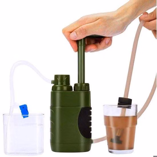Depuratore d'acqua portatile da 5000 litri, ideale per il campeggio, elimina virus e batteri di dimensioni fino a 0,01 micron, borsa da trasporto inclusa.