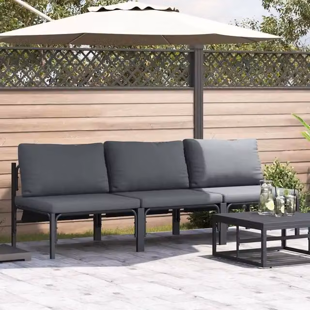 Divano da Giardino-Mobili da Esterno 3 Pezzo Antracite 80 x 80 x 71 cm Acciaio