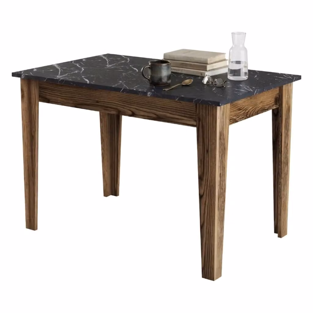 Tavolo da pranzo moderno DMORA Zane per 6 persone, rettangolare, Marrone e Nero, L: 120 cm, P: 72 cm, H: 75 cm – 2