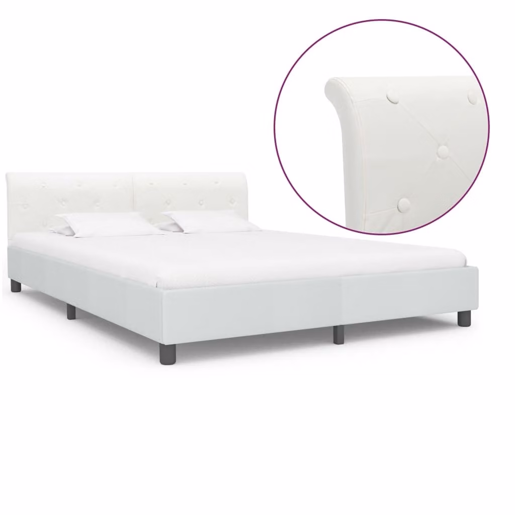 The Living Store Struttura letto in ecopelle bianca 160 x 200 cm