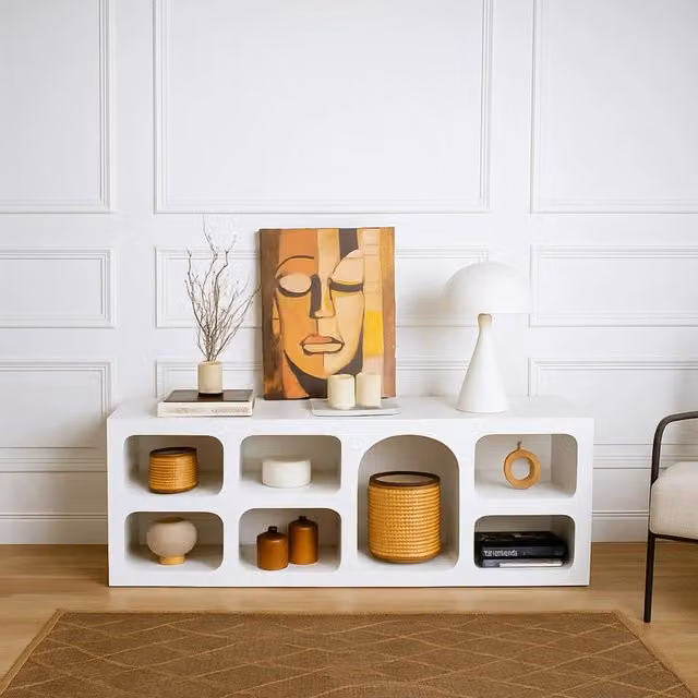 Credenza Arsenio, Buffet da soggiorno, Madia da salotto, Dispensa da cucina, 160x38h51 cm, Bianco