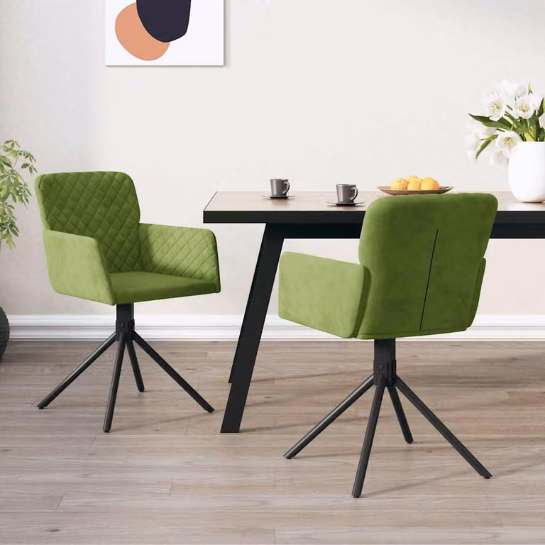 Set di 2 sedie da pranzo girevoli vidaXL in velluto verde chiaro con design moderno