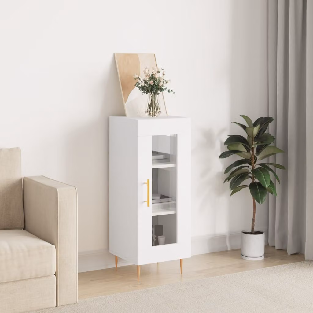 Credenza bianca vidaXL da appendere al muro in legno e metallo L: 34,5 cm, P: 34 cm, H: 90 cm