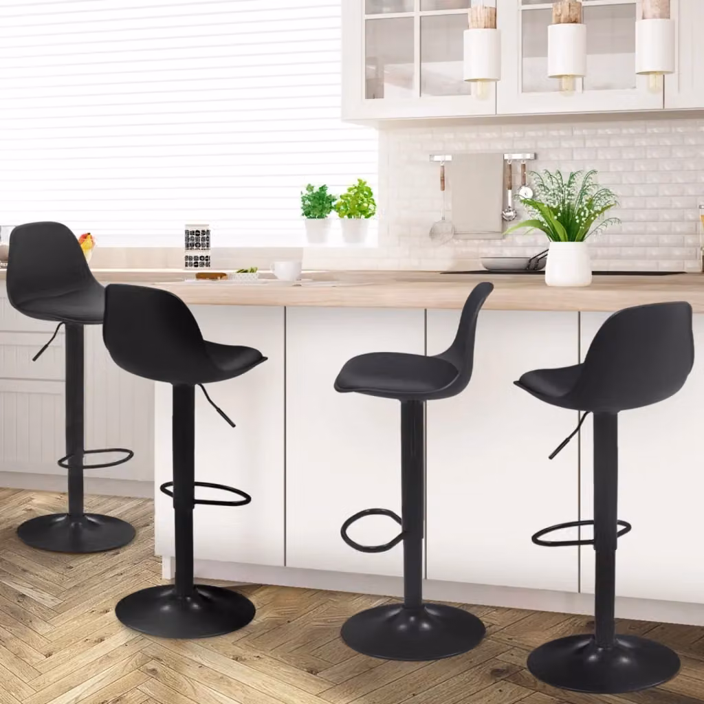 Set di 4 sgabelli da bar IDMarket modello KARL neri con seduta girevole a 360 gradi e gambe in metallo – 2