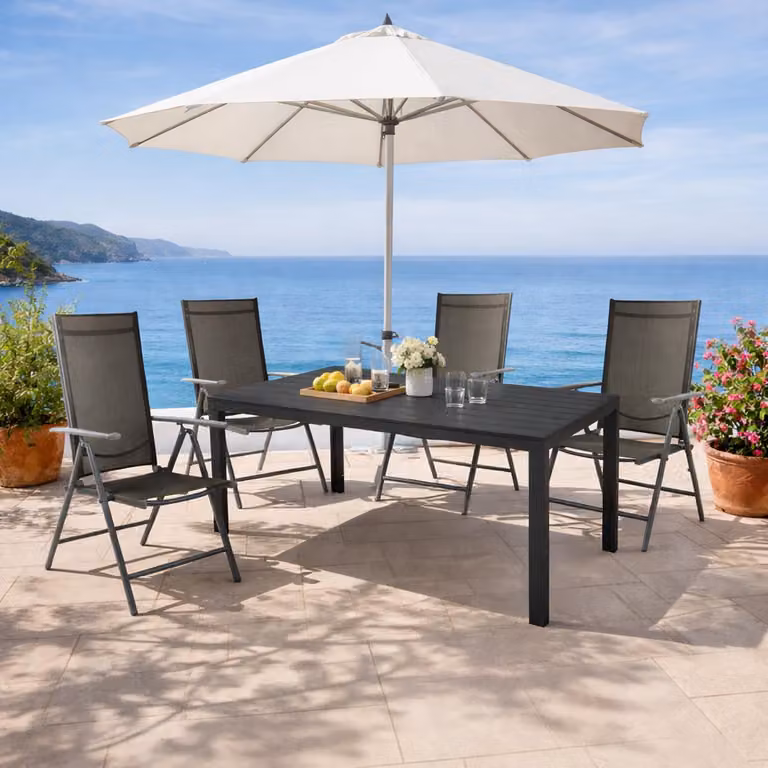 Set da giardino Set di sedute 5 pezzi 180x90 cm Alluminio Non-Wood Antracite