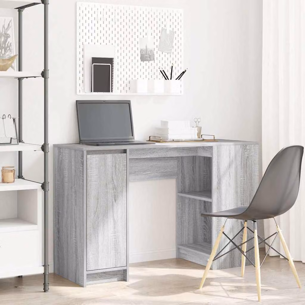 Scrivania moderna vidaXL in legno e MDF, colore grigio, L 120 x P 42 x H 76 cm