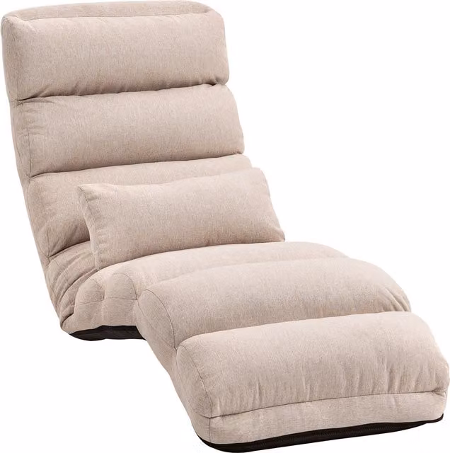 HOMCOM Poltrona letto singola con schienale e poggiatesta regolabili in 5 posizioni, 58x119x78 cm, beige   Aosom Italy