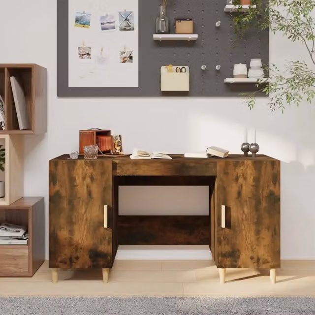 Scrivania da computer minimalista vidaXL in legno marrone L: 140 cm, P: 50 cm, H: 75 cm – 1