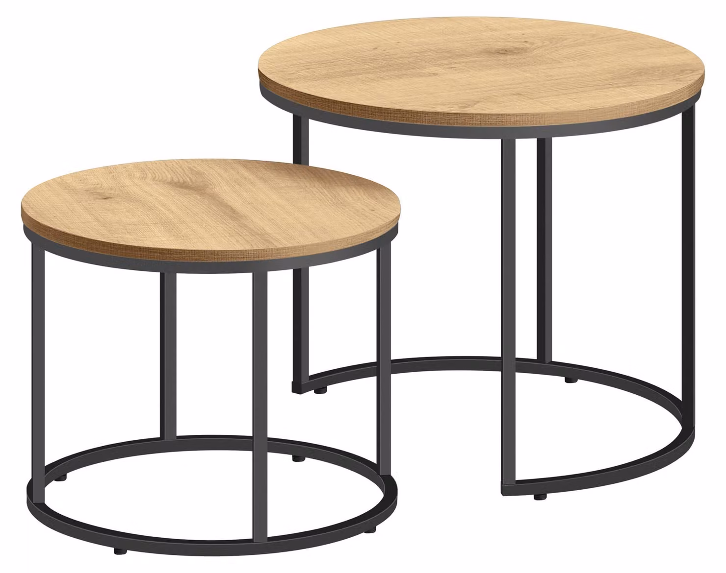 Tavolino rotondo 2 pezzi - rovere / gambe nere
