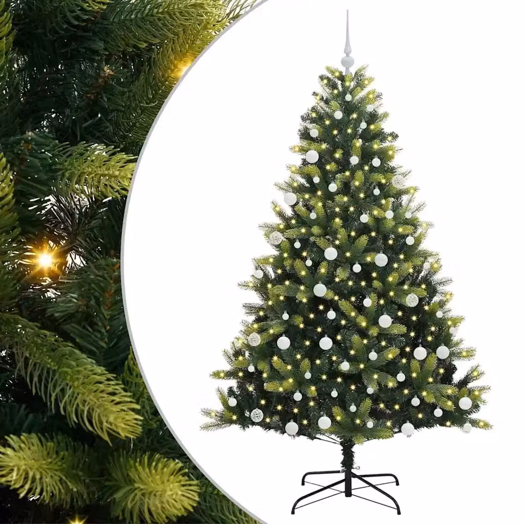 Albero di Natale artificiale verde con LED luce bianca calda vidaXL H: 180 cm – 2
