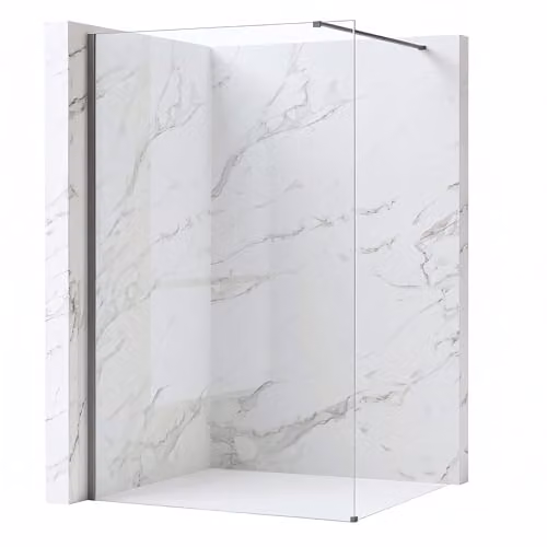 Rea - Parete Doccia Flexi, Titanium 130, Walk-In Senza Piatto Doccia, Vetro Di Sicurezza Temperato Trasparente 8mm, 120 X 130 X 195 cm