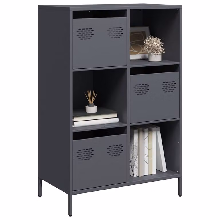 Credenza vidaXL in acciaio antracite opaco L: 68 cm, P: 39 cm, H: 103,5 cm